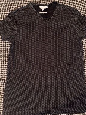Calvin Klein Black Striped V-Neck Cotton Top